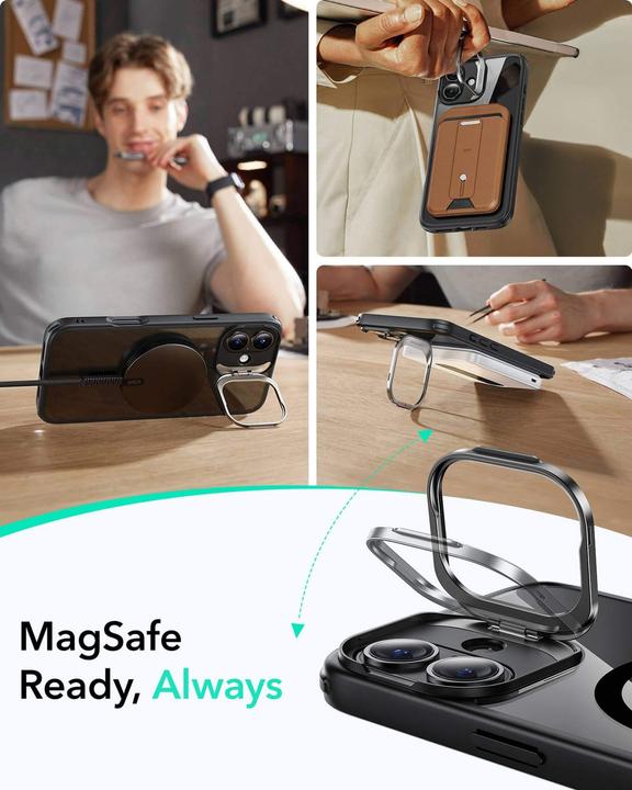 Immagine prodotto ESR Custodia HaloLock ibrida classica con supporto Stash (Apple iPhone 16)