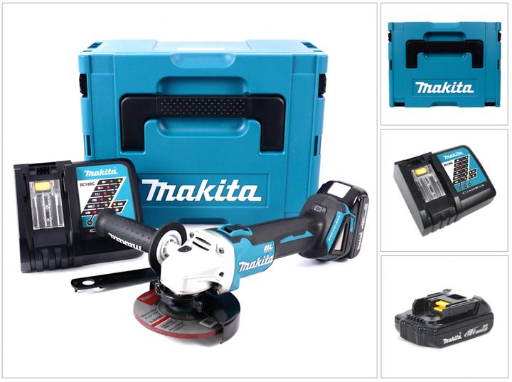 Actual product image Makita DGA 504 Y1J-D 18 V Li-Ion Cordless Angle Grinder 125 mm Brushless + MakPac Carry Case + 1x Ba (125 mm)