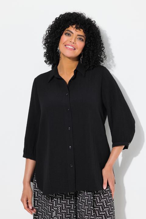 Produktbild Ulla Popken Hemdbluse, Leinenoptik, A-Linie, Hemdkragen, 3/4-Arm (50, 52)