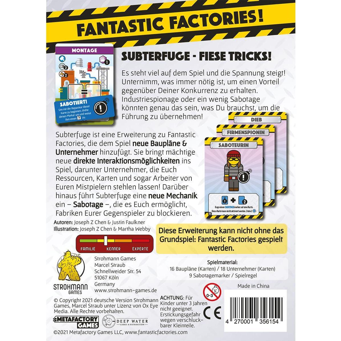 Thumbnail - Strohmann Games STR21003 - Subterfuge: Fantastic Factories, ab 12 Jahren (Erweiterung, DE-Ausgabe) (Deutsch)