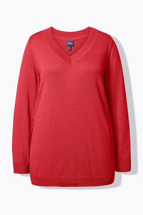 Produktbild Ulla Popken Pullover, V-Ausschnitt, Langarm, weicher Feinstrick (54)