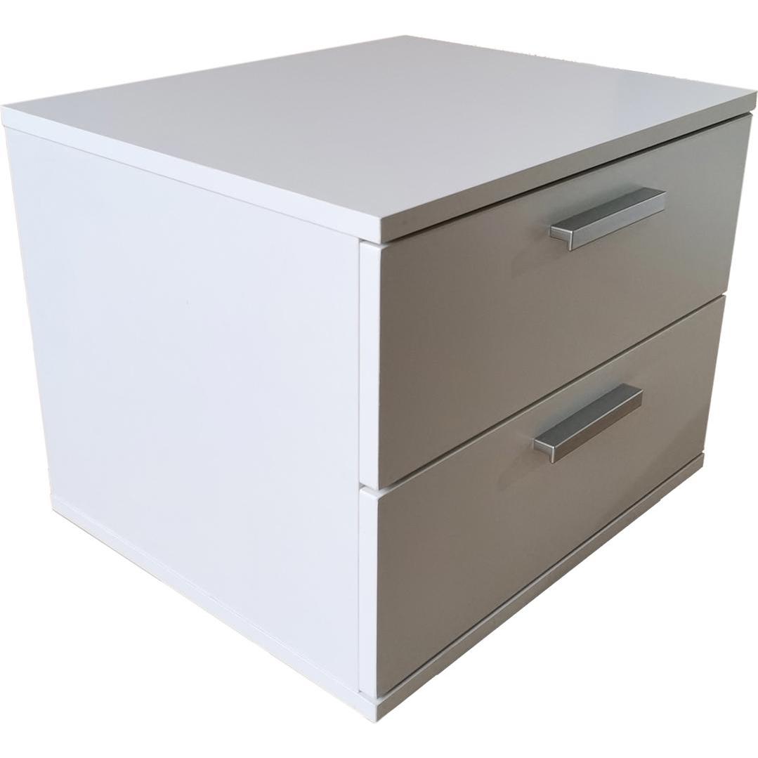 HTI-Living, Nachttisch, Nachtschrank Weiss mit 2 Schubladen Nina (45 x 38 x 38 cm)