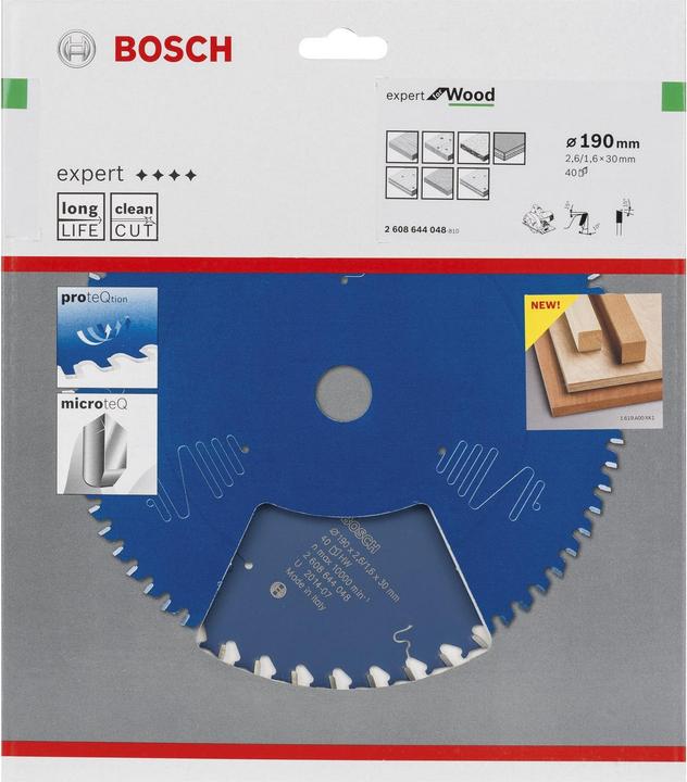 Produktbild Bosch Professional Zubehör Kreissägeblatt Expert for Wood, 190 x 30 x 2,6 mm, 40