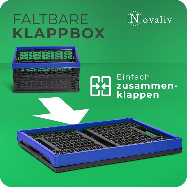 Actual product image Novaliv Folding boxes foldable sturdy 4x 30L blue black baskets shopping box folding boxes set carrying box