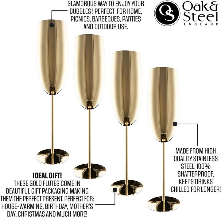 Produktbild Oak & Steel Sektgläser (28.50 cl, 4 Gläser, Sektgläser)