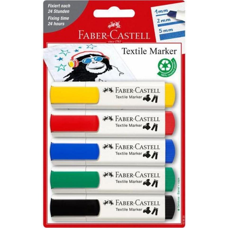 Faber-Castell, Marker, Textilmarker 5 Stück (Mehrfarbig, 5 mm, 5 x)
