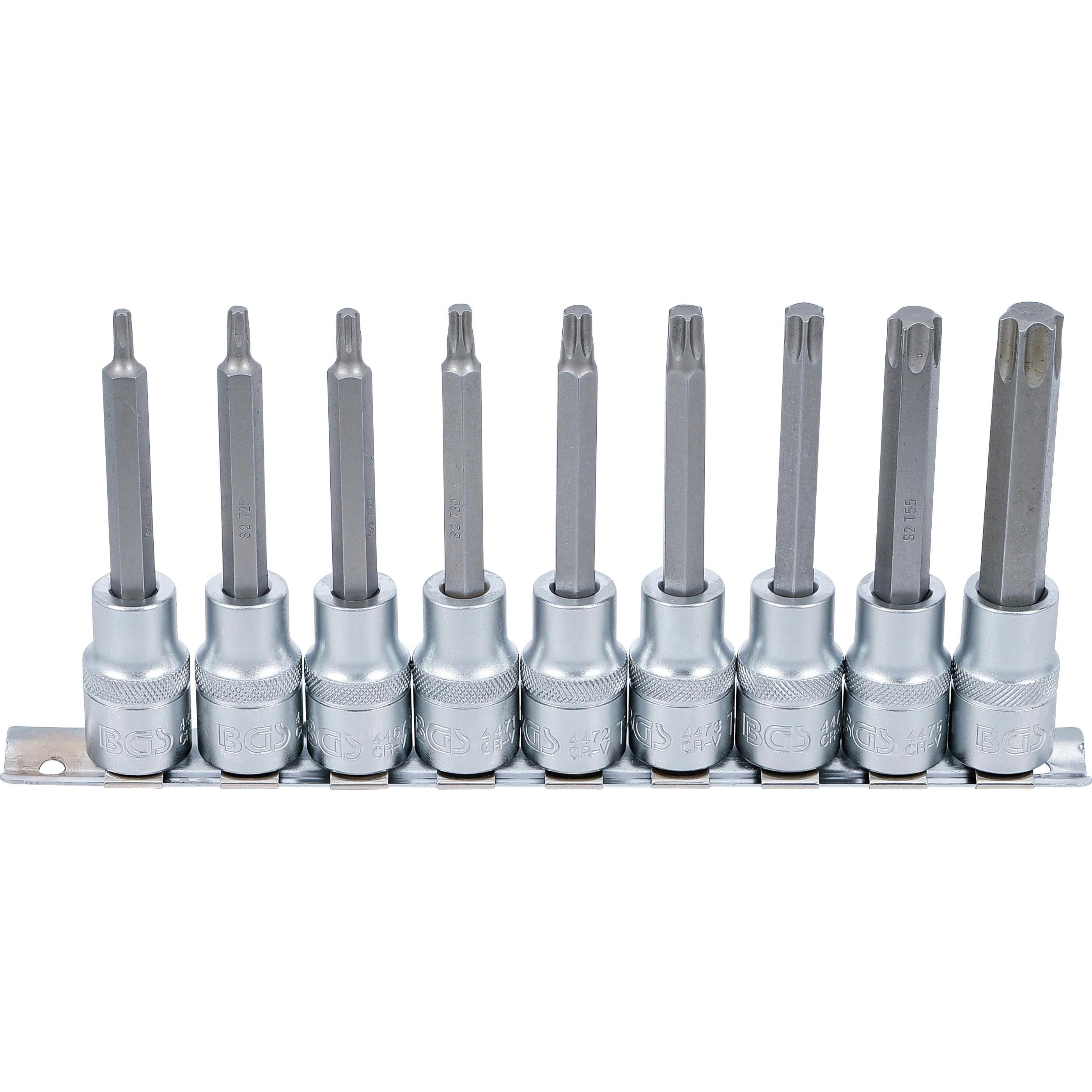 BGS, Bits, Bit-Einsatz-Satz Antrieb Innenvierkant 12,5 mm (1/2") T-Profil (für Torx) 9-tlg. (12,5 mm)