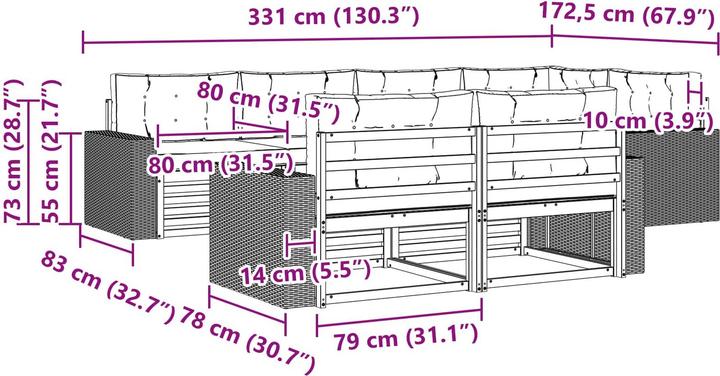 Produktbild vidaXL Outdoor-Sofa