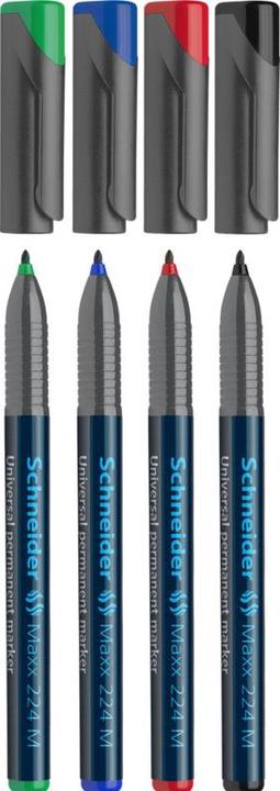 Productafbeelding Schneider OHP-marker Maxx permanent, M, doos van 4: rood, blauw, groen, zwart (4x)