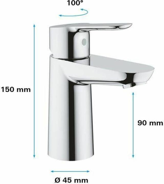 Produktbild Grohe Waschtischarmatur,, Start Edge, DN 15, S-Size, ohne Zugstange, chrom
