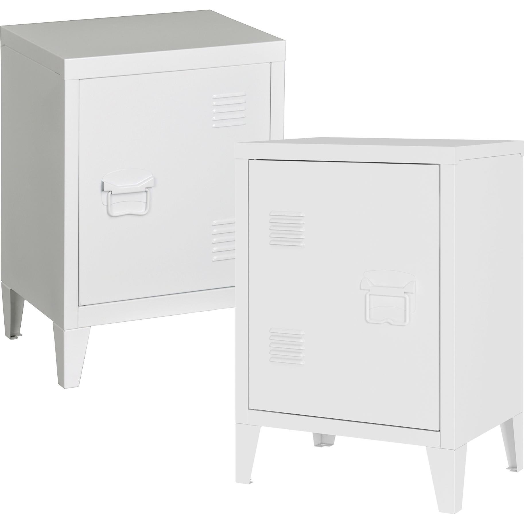 En.Casa, Nachttisch, Nachtschrank Inari 2er Set Türgriff rechts und links Weiss