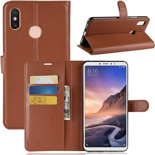 Thumbnail - MU Classic Litchi Leder Bookcover Series (Xiaomi Mi Max 3), Smartphone Hülle, Braun