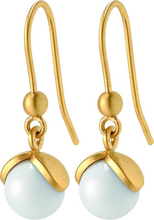 Xen Ohrhänger weisse Kugel Knospe vergoldet (Edelstahl)