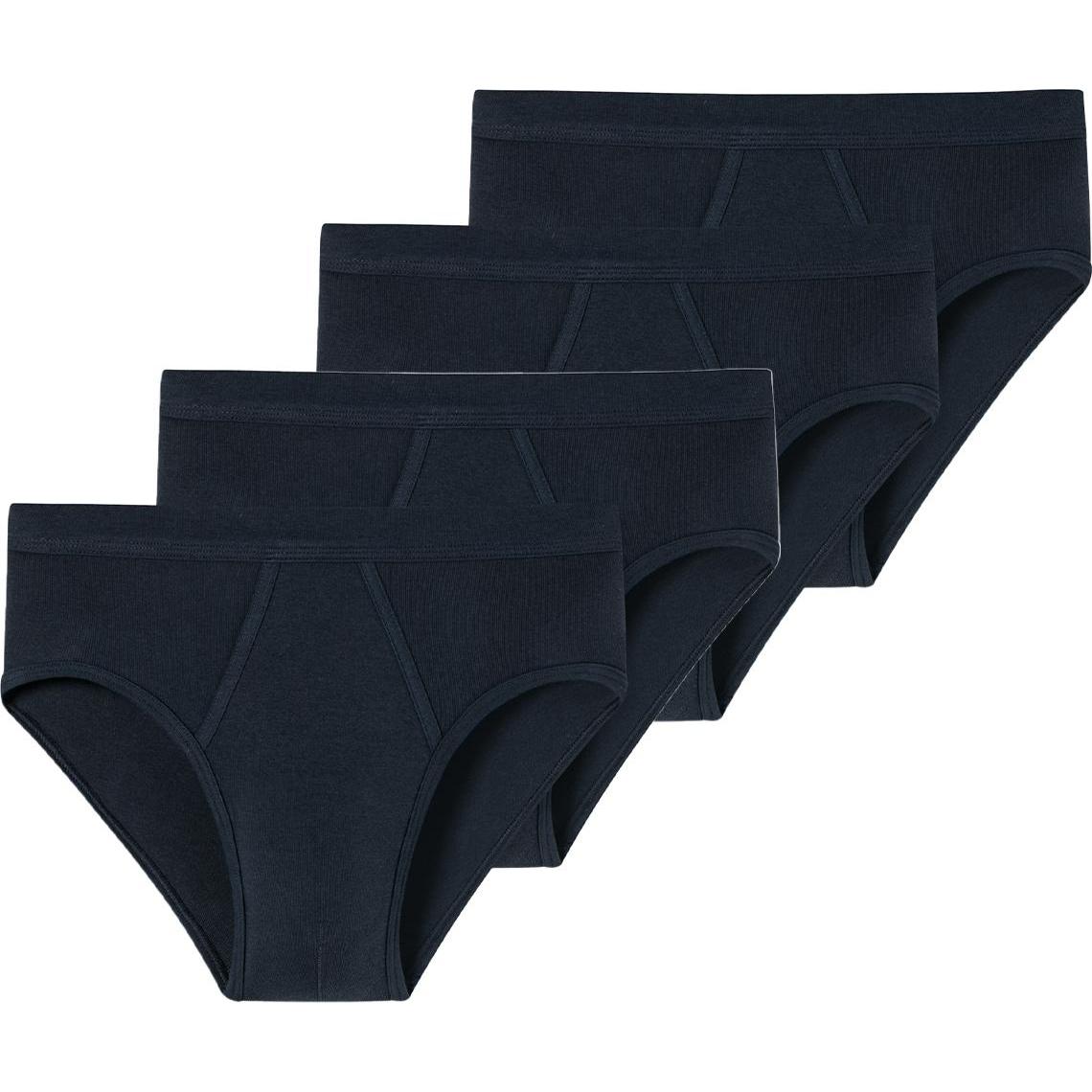 Schiesser, Herren, Unterhosen, 4er Pack Cotton Essentials Feinripp Sportslip / Unterhose, Blau, (XXL, 4er Pack)