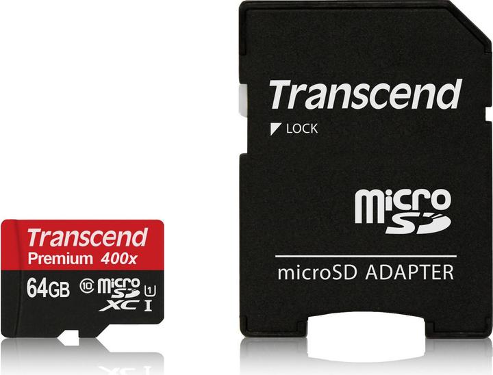 Produktbild Transcend microSDXC Premium 400x UHS-I (64 GB, microSDXC, U1, UHS-I)