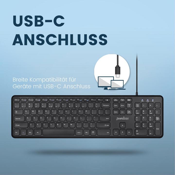 Actual product image Perixx PERIBOARD-210 C, DE, wired, quiet keys, black (DE, Cable)