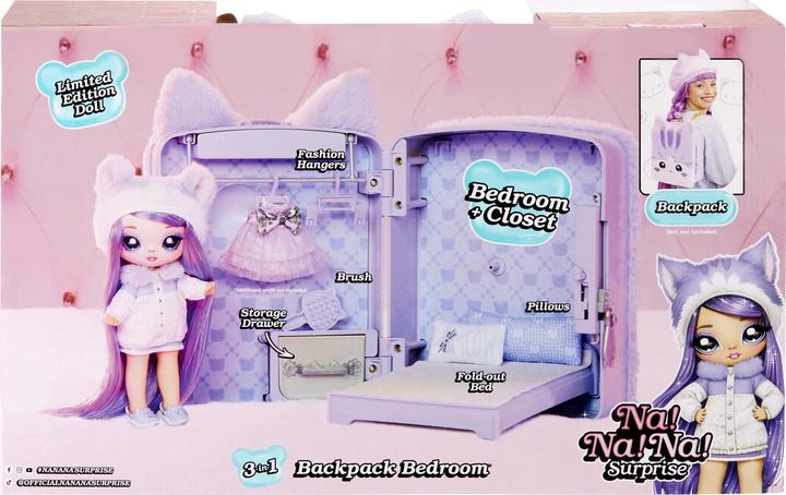 Produktbild MGA Na. Na. Na. Surprise 3-in-1 Backpack Bedroom Series 3 Playset- Lavender Kitty