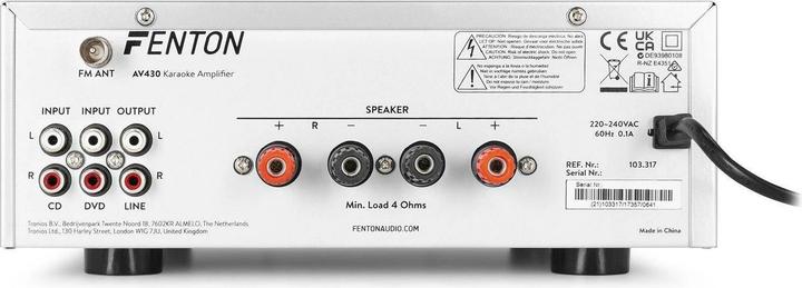 Image du produit Karaoke amplificateur avec Bluetooth - Fenton AV430A - 600W - 2 microphones avec écho - lecteur mp3