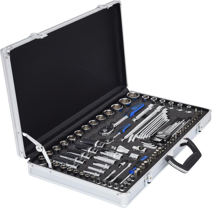 Produktbild KS Tools 1/4" + 1/2" CHROMEplus Steckschlüssel-Satz, 102 Teile, Flank Traction (1/4")