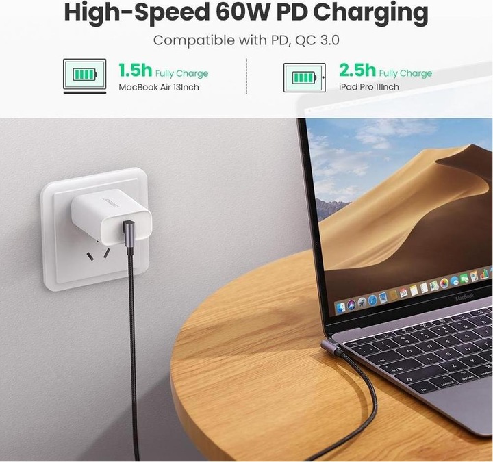 Image du produit Ugreen USB C – USB C (2 m, USB 2.0)