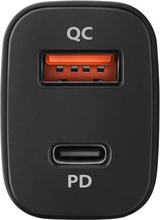 Actual product image Axagon PWC-PQ38 Car charger, 1x USB-A QC 3.0 + 1x USB-C PD, 38W, CL connector - black