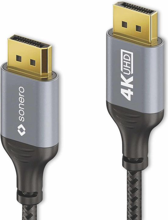 Produktbild Sonero DisplayPort-Kabel, Stecker/Stecker, 4K60, grau/schwarz, 2 m (2 m)