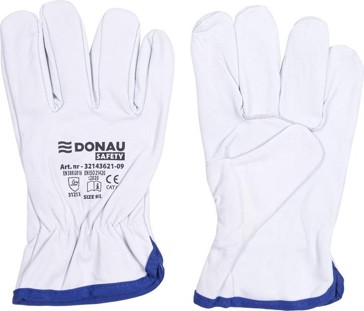 Produktbild Donau Safety Arbeitshandschuhe, Ziegenleder, Grösse 9/L, weiss (9, L)