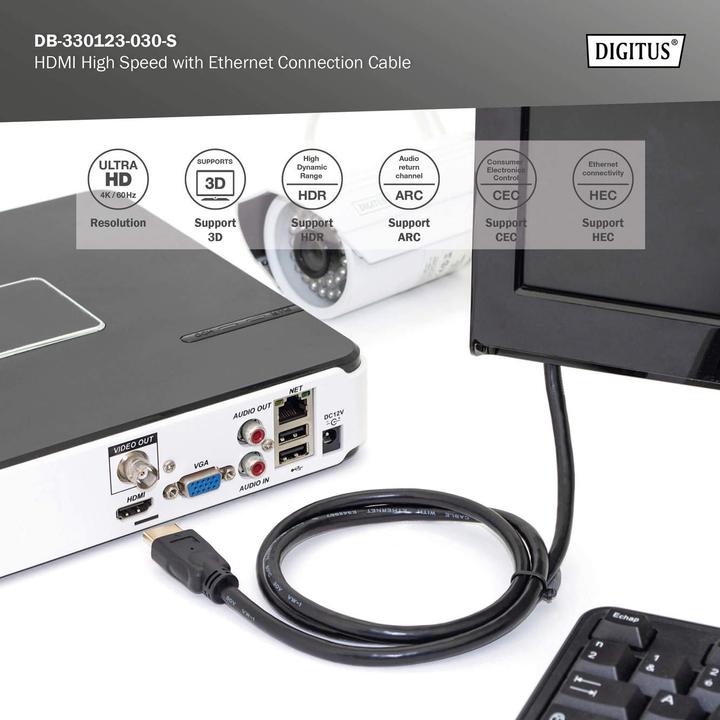 Immagine prodotto Digitus HDMI (Typ A) — HDMI (Typ A) (3 m, HDMI)