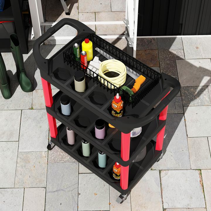 Produktbild Homcom Werkstattwagen Kunststoff Schwarz+Rot