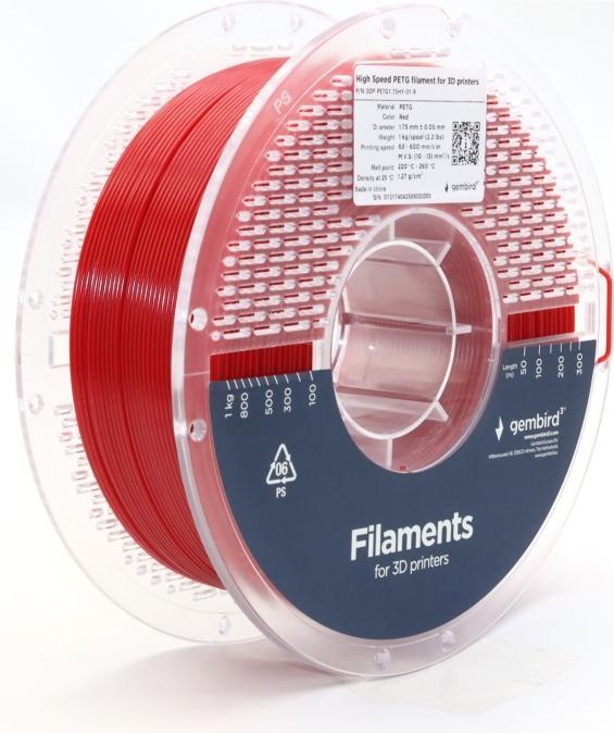 Immagine prodotto Gembird PETG ad alta velocità (PET, PETT) - Rd - 1,75 mm - 1 kg (PETG, 1.75 mm, 1000 g)