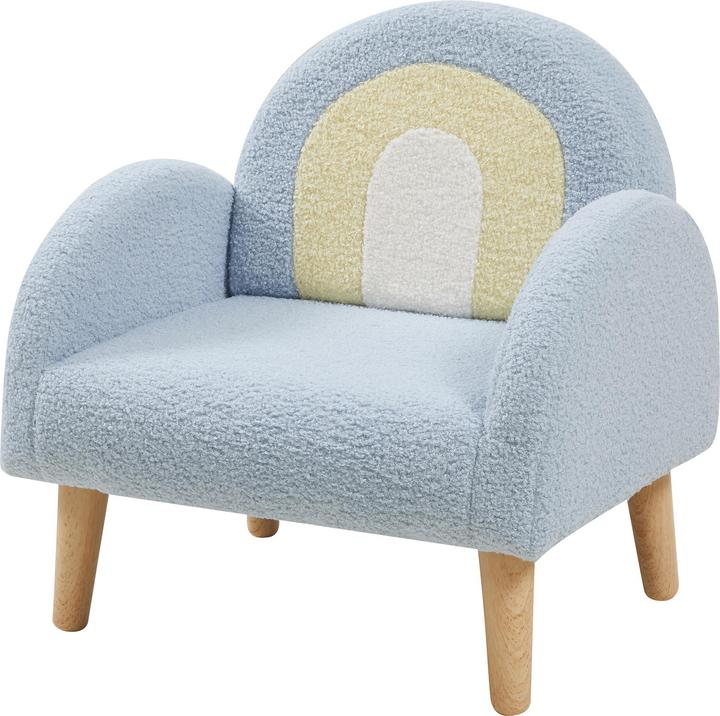 En.Casa Kindersessel Sorreindi 50x50x45 cm Teddystoff Blau (Child armchair)