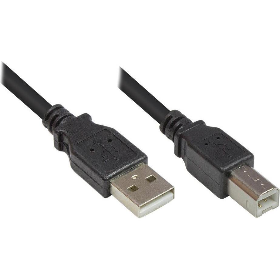 Thumbnail - Good Connections Anschlusskabel USB 2.0 Stecker A an Stecker B, schwarz, 0,5m (0.50 m, USB 2.0), USB Kabel