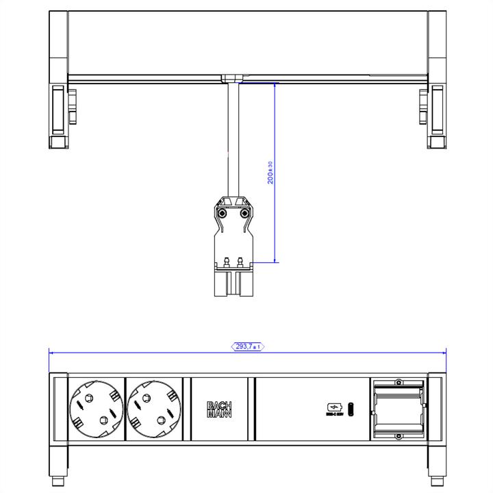 Actual product image Bachmann DESK 2 2x socket 1x USB-C Charger 60W 1x CM (902.937), white (2x, CEE 7/3, Type 26)