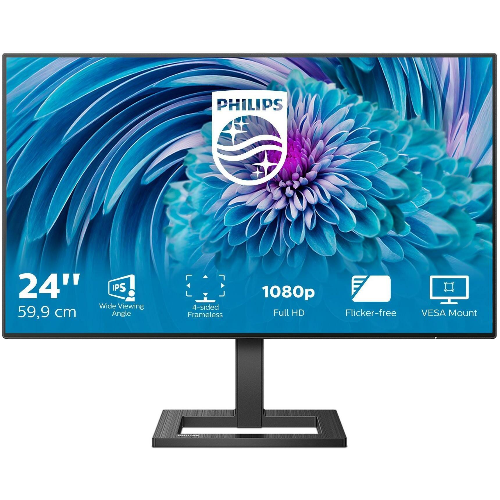 Philips 241E2FD/00 (1920 x 1080 Pixel, 23.80"), Monitor, Schwarz