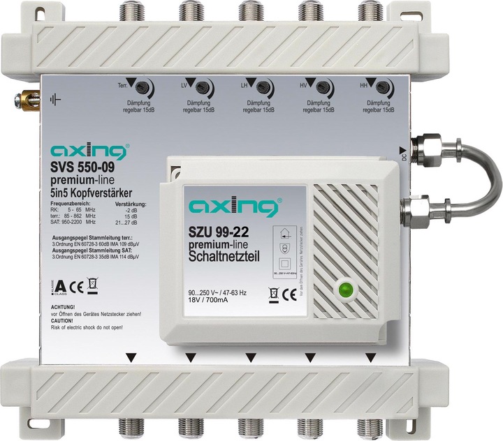 Produktbild Axing Kopfverstärker SVS 550-09 5 in 5, 4xSAT, 1xTERR