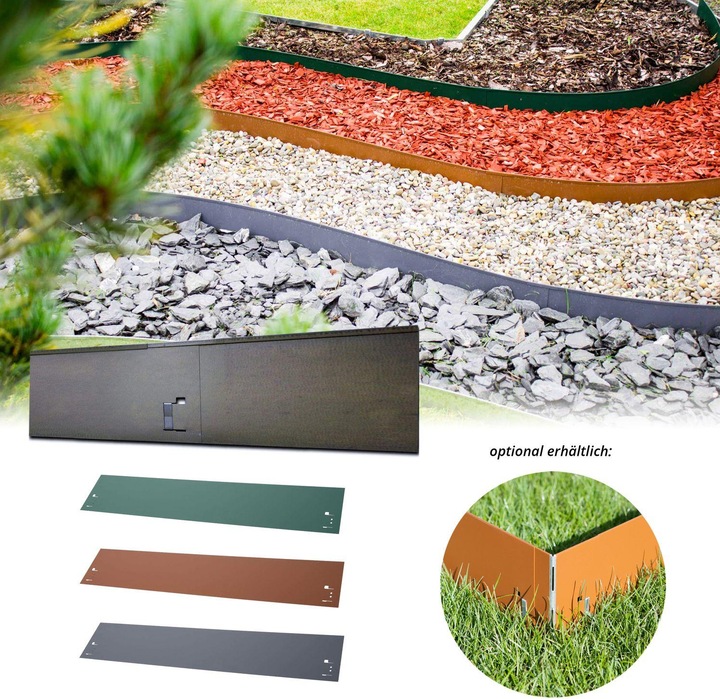 Image du produit Green Split Bordure de pelouse en métal 13.5 cm x 120 cm Gris | Bordure de parterre | Bordure de parterre (120 cm)