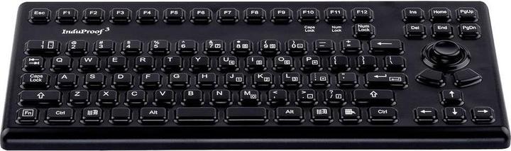 Actual product image Gett InduProof3 silicone keyboard with mouse control IP68 waterproof disinfectable black 86 keys (DE, Cable)