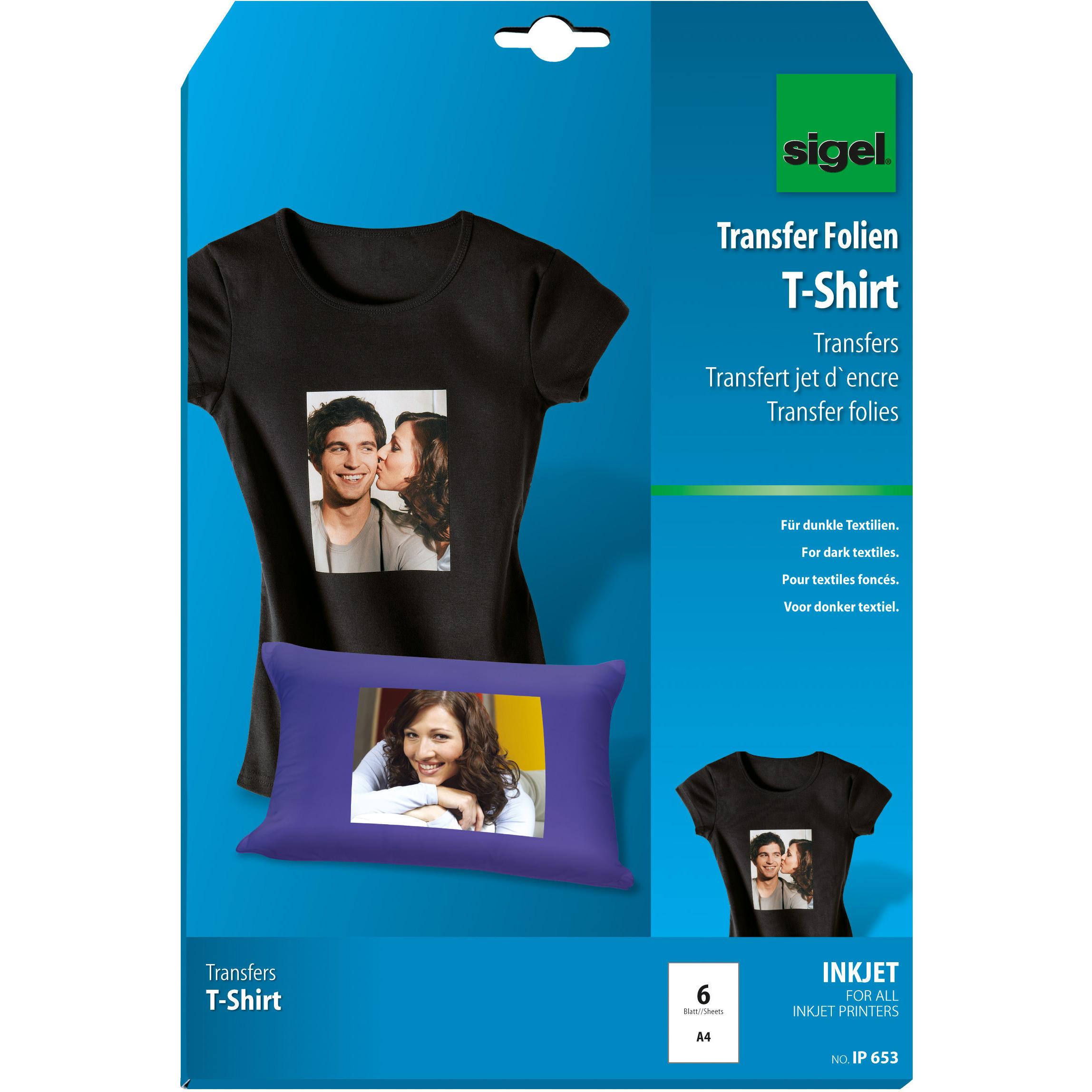 Sigel, Bastelpapier, InkJet Transfer Folien für T-Shirts (250 g/m², 6 x)