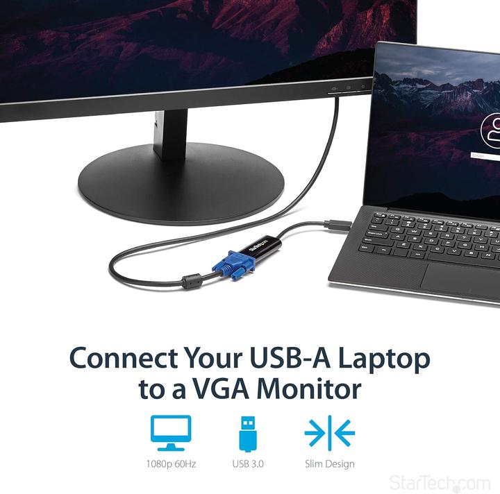 Actual product image StarTech Slim USB 3.0 VGA Video Adapter (USB-B, USB-A, 1 Ports)