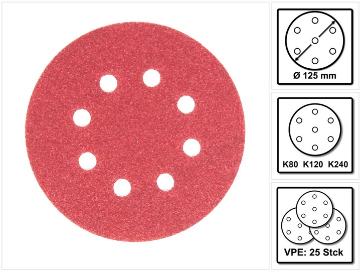 Produktbild Bosch Zubehör Schleifblatt-Set für Exzenterschleifer, 25-teilig, 8 Löcher, 125 mm, 80 - 240 (80, 120, 240)