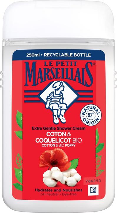 Image du produit Le Petit Marseillais Gel douche BIO Lait de coton et coquelicot 250 ml (250 ml)