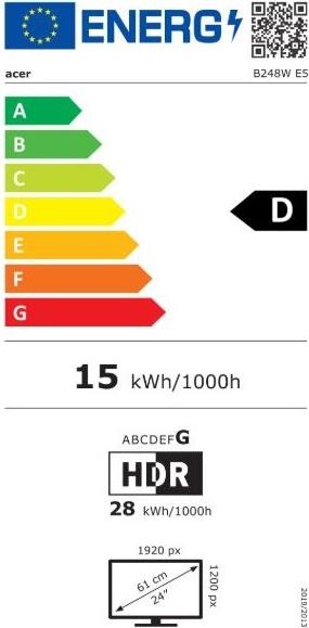 Energie-Label Acer B248WE5bemiqprcuzx (1920 x 1200 Pixel, 24")