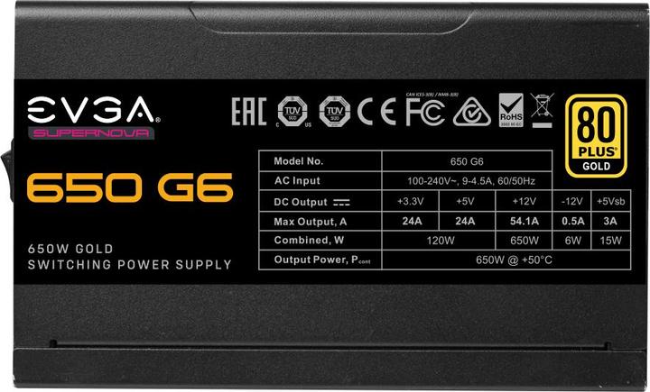 Actual product image EVGA Alimentation ATX SuperNova G6 - 650W (Noir) (650 W)