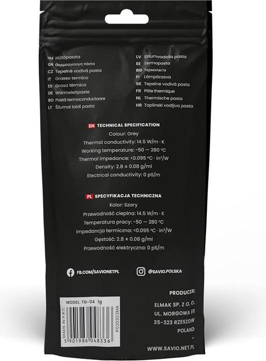 Immagine prodotto Savio TG-04 2g (14.50 W/m K, 2 g)