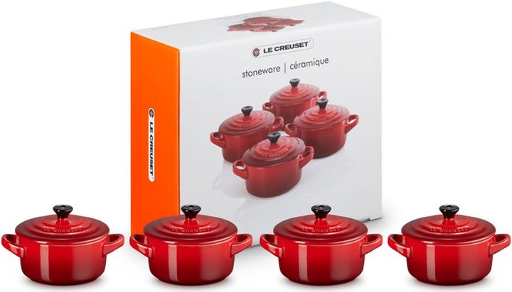 Actual product image Le Creuset Mini-Cocotte 4er Set "Cherry Red