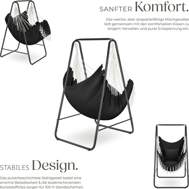 Actual product image tectake Hanging chair Alison, boho style, capacity 160kg (160 kg)