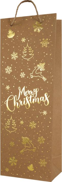 Produktbild Idena Flaschentasche Weihnachten Merry Christmas braun 12x9x36cm (Flaschentasche)