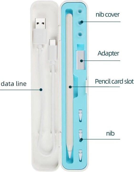 Produktbild PhoneLook Schutzcase Aufbewahrungsbox Apple Pencil 1 & 2 liquid silicone blaues Interieur