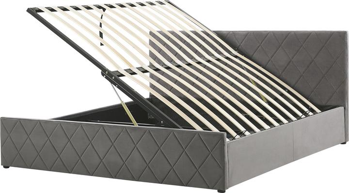 Produktbild Beliani Bett Samtstoff grau Lattenrost Bettkasten hochklappbar 180 x 200 cm ROCHEFORT (180 x 200 cm)