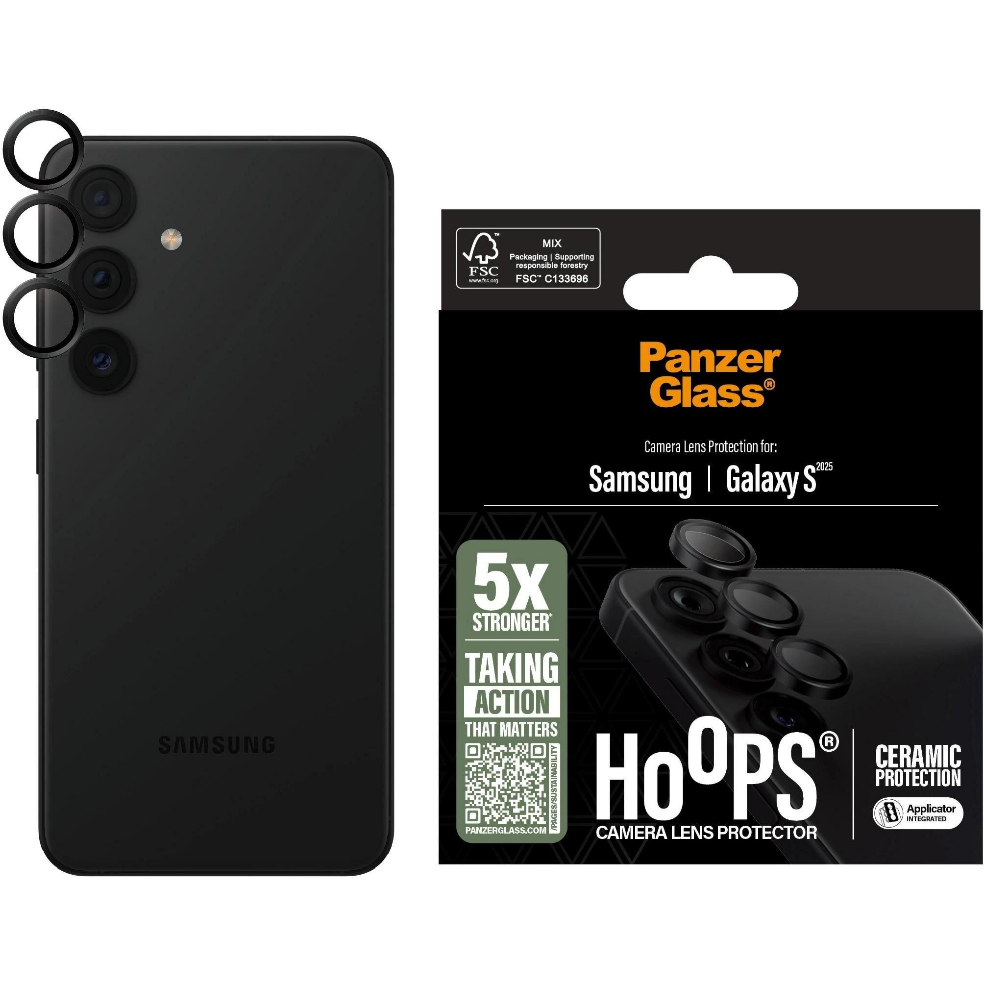 PanzerGlass Hoops (1 Pcs., Samsung Galaxy S25), Smartphone beschermfolie, Transparant, Zwart